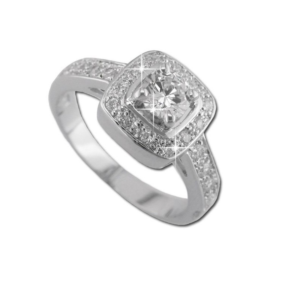 925 Silver .5ct Round In Pavé Mount Ring - Picture 1 of 7